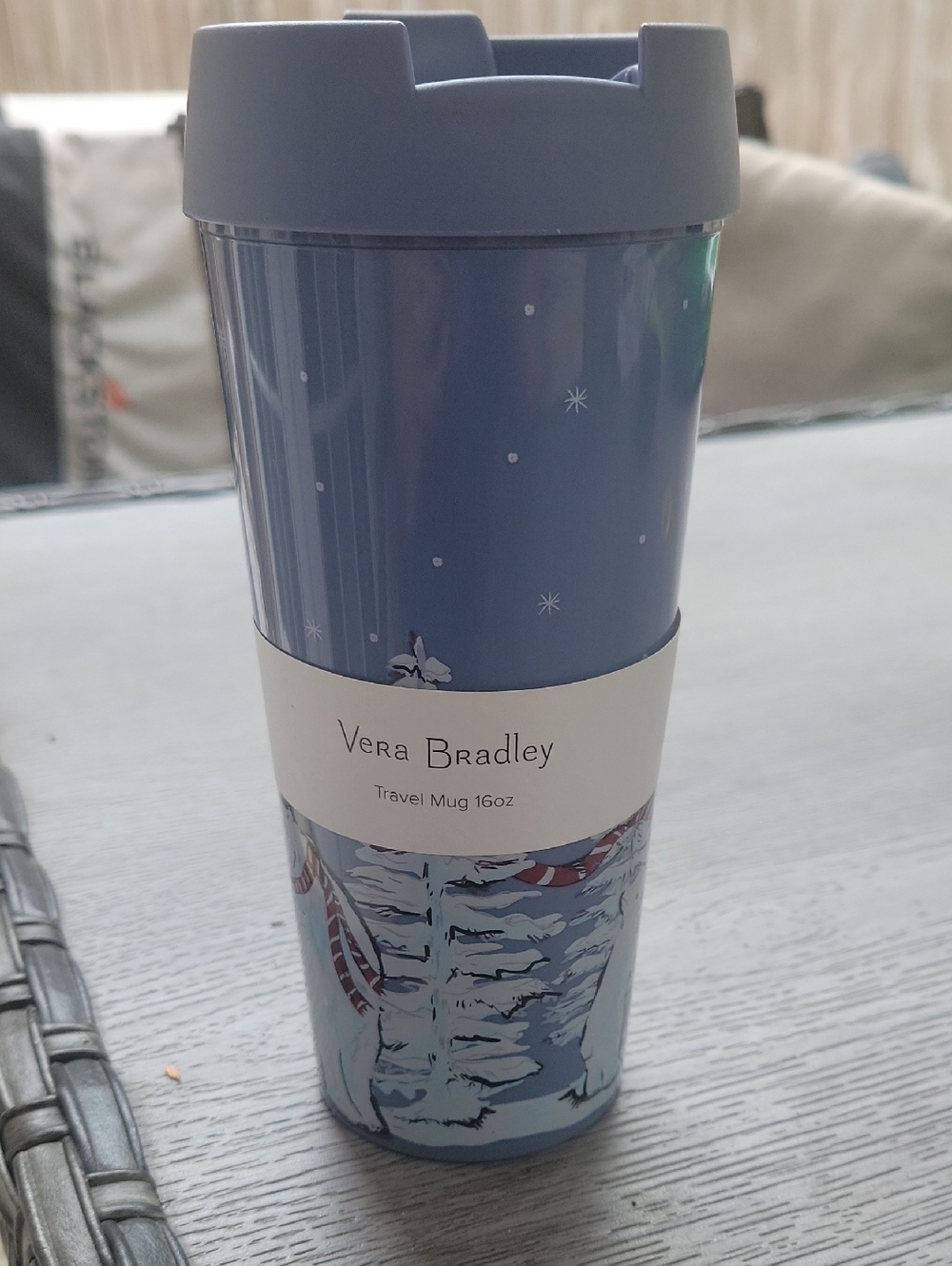 Vera Bradley Light Blue Winter Scene Travel Mug
